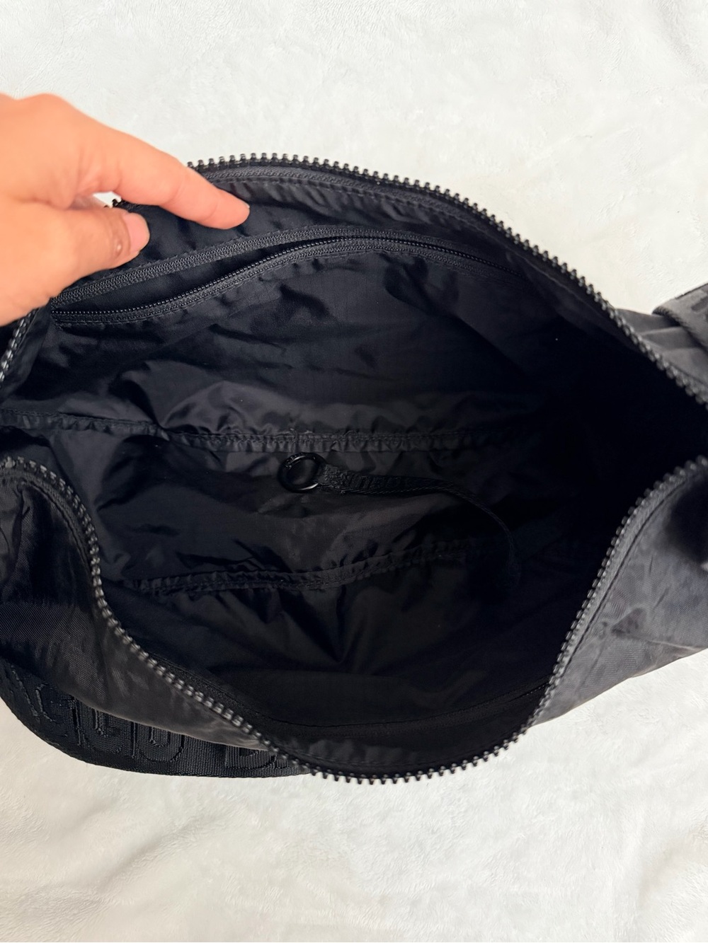 BAGGU Black Nylon Medium Crescent Crossbody Shoulder Bag - Picture 5 of 9